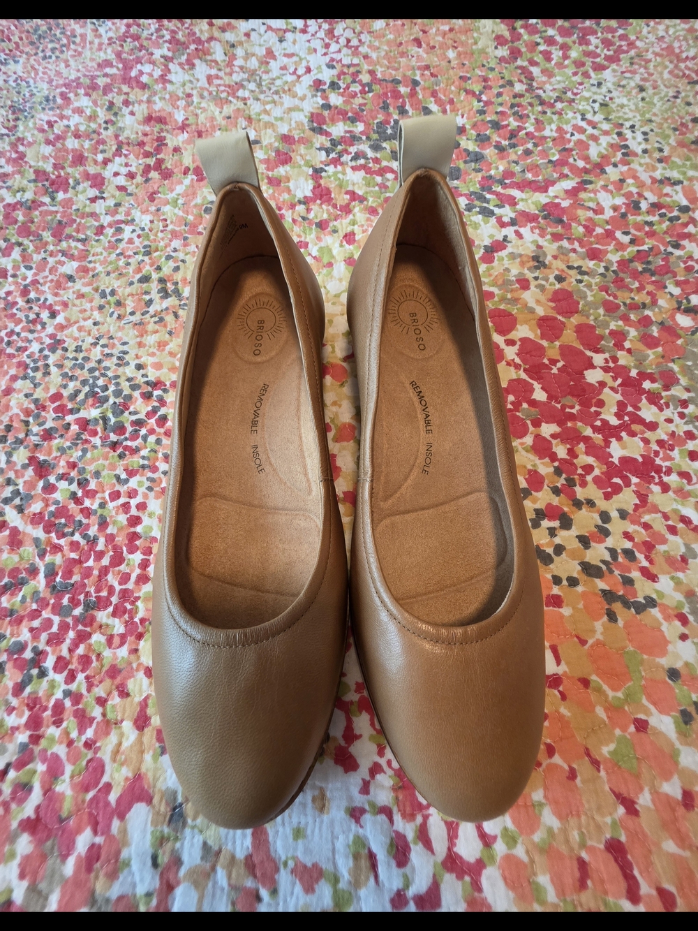 Everyday Tan Leather Ballet Flats with Cushioned Insole